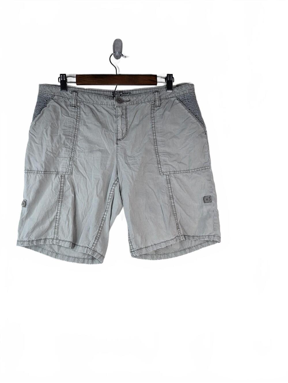 Ruff Hewn Women's Utility Style Cargo Bermuda Shorts w/ Crochet Trim, Size 10